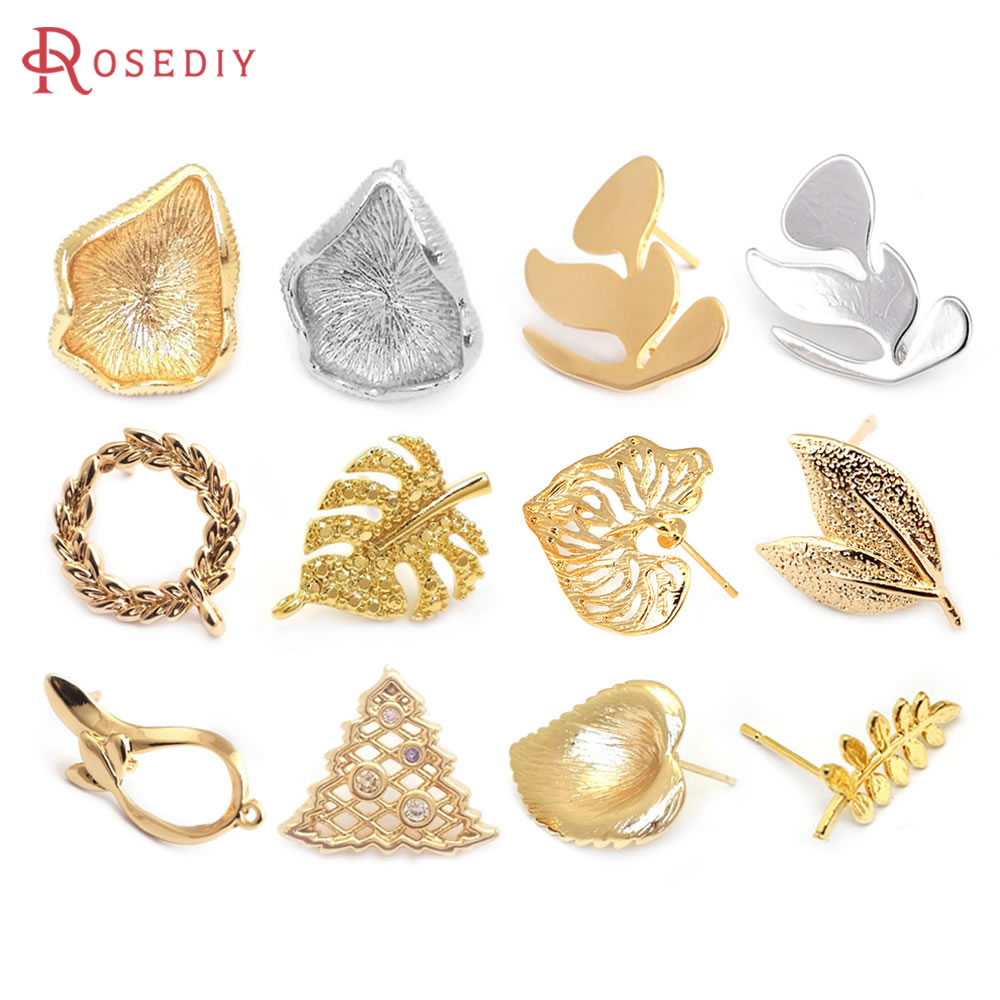 Jewelry Making Set - 18K Gold Color Brass Lotus Leaf