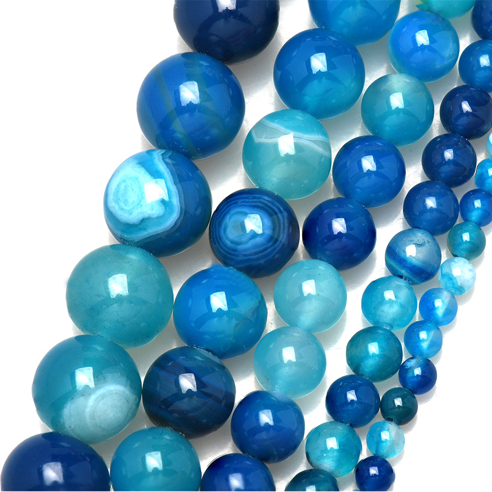 Jewelry Making Stones - Natural Stone Banded Blue Lace Agates