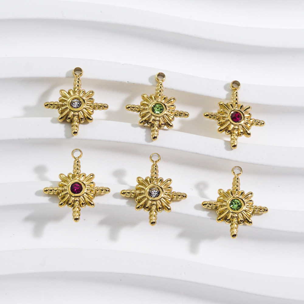Jewelry Making Stones - 3Pcs Stainless Steel Gold Color Eight