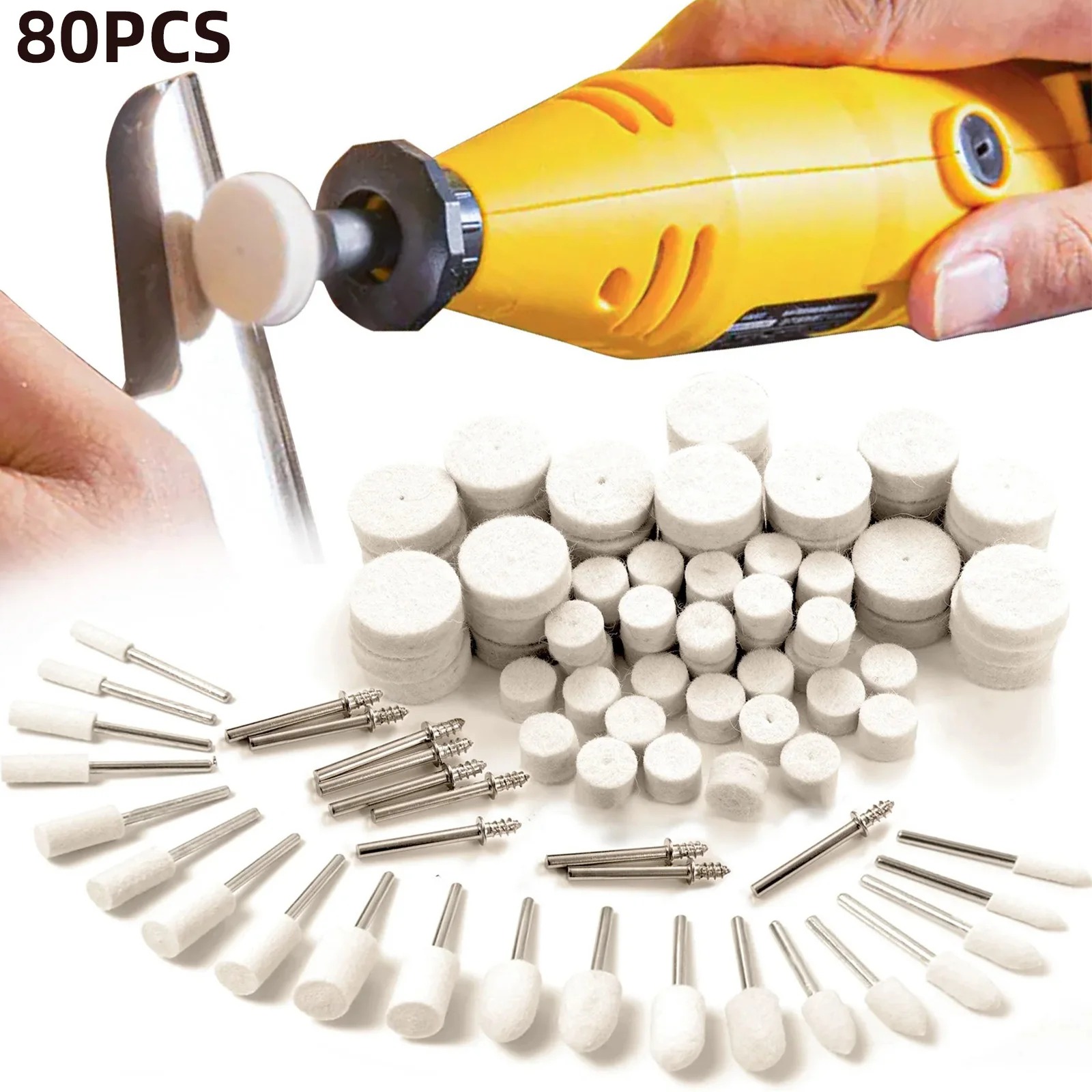 Jewelry Making Set - 80PCS Wool Felt Buffing Wheel Kit,