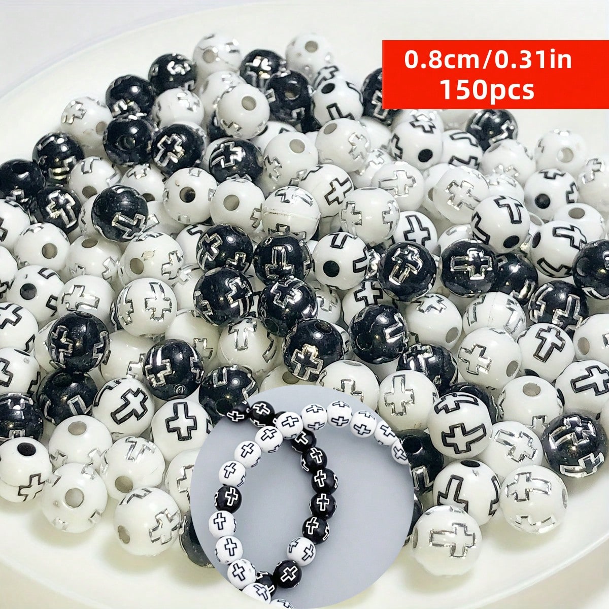 8mm 150pcs Black and White Cro - Jewelry Making Business review and price