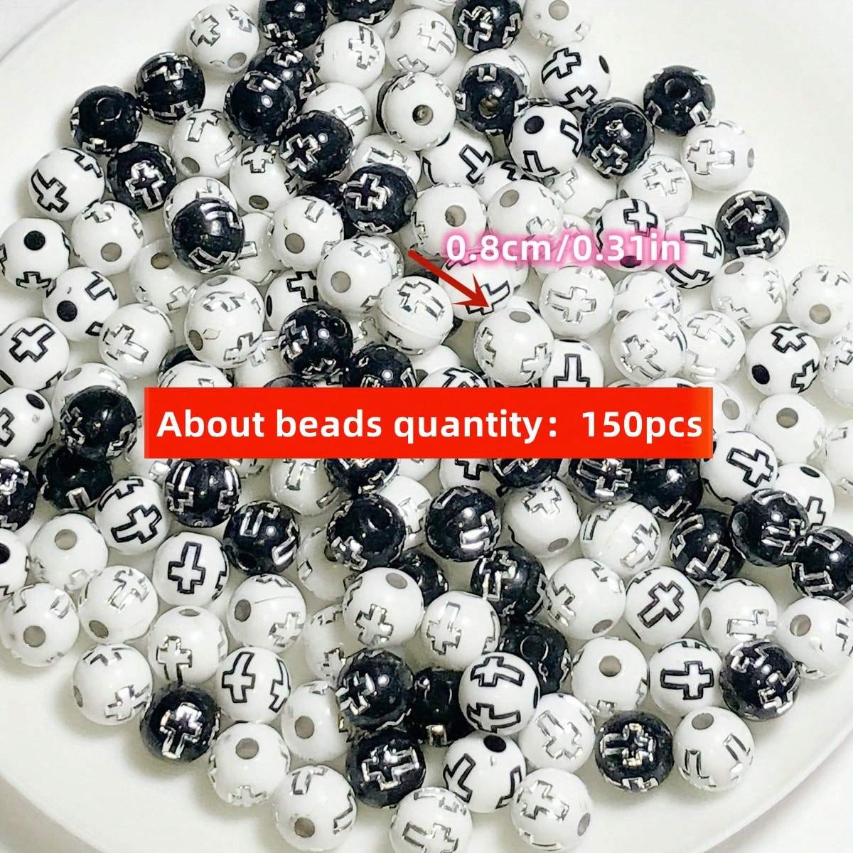 8mm 150pcs Black and White Cro - Jewelry Making Business review and price