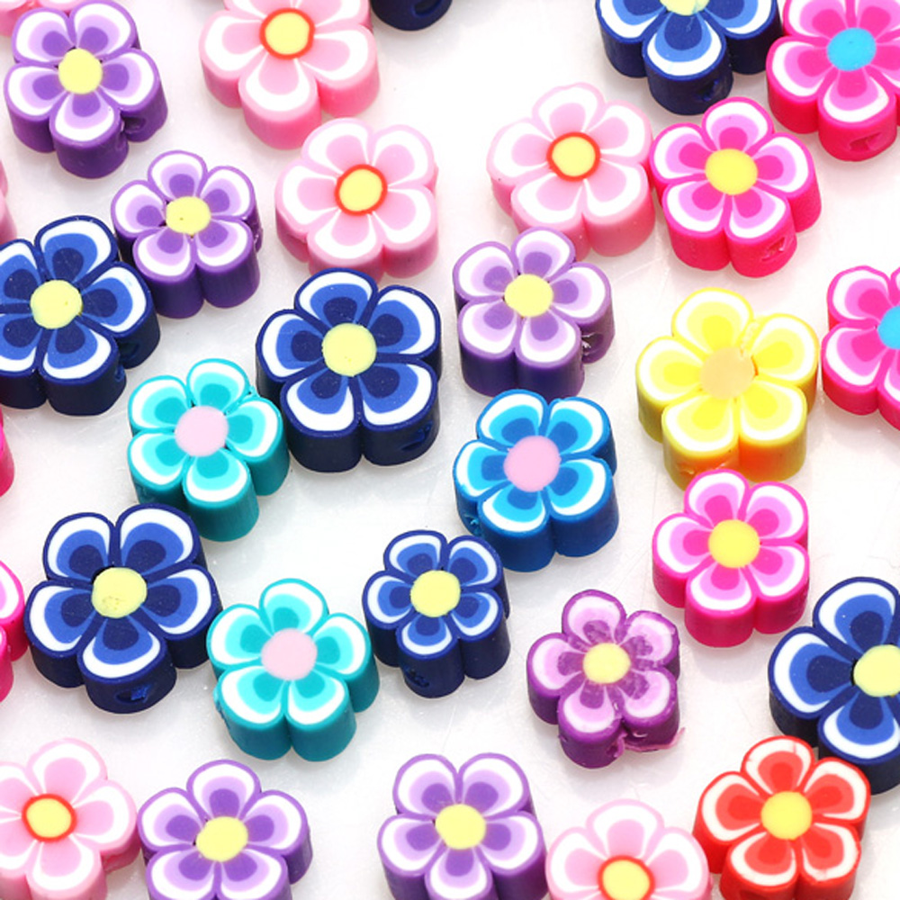 100pcs 10mm Mixed Flowers Poly - Jewelry Making Business review and price